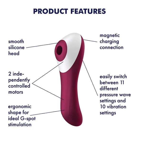 Satisfyer Dual Crush 2in1 csiklószívó + G-pont vibrátor (piros)