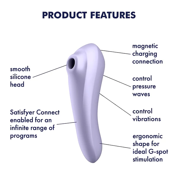 Satisfyer Dual Pleasure - App-vezérelt léghullámos 2in1 vibrátor (lila)