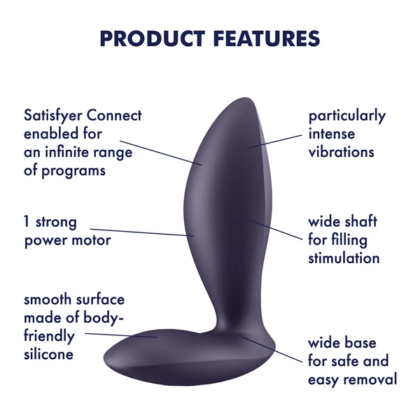 Satisfyer Power Plug – App-vezérelt análvibrátor (lila)