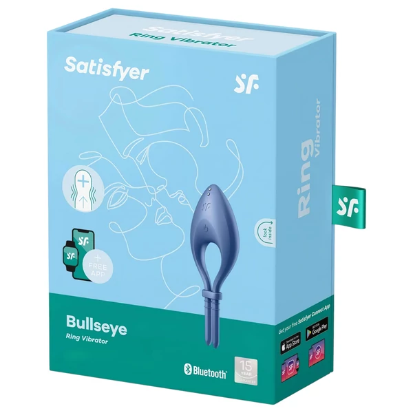 Satisfyer Bullseye - App-vezérelt vibrációs péniszgyűrű, férfiaknak (kék)