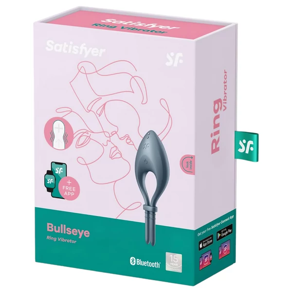Satisfyer Bullseye - App-vezérelt vibrációs péniszgyűrű, férfiaknak (szürke)