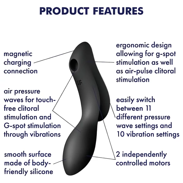 Satisfyer Curvy Trinity 2 - léghullámos 2in1 vibrátor (fekete)