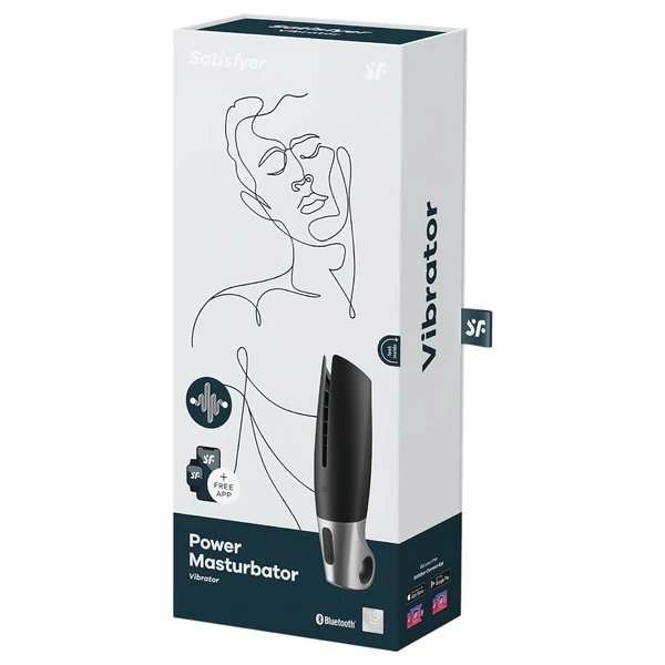 Satisfyer Power – App-vezérelt maszturbátor, férfiaknak (fekete)
