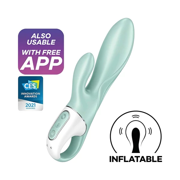 Satisfyer Air Pump Bunny 5 - App-vezérelt pumpálható vibrátor (menta)