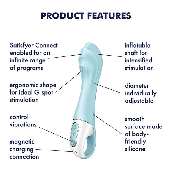 Satisfyer Air Pump Vibrator 5 - App-vezérelt (kék)