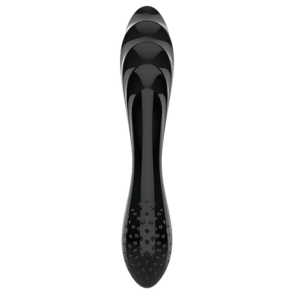 Satisfyer Dazzling Crystal 1 - kétvégű üveg dildó (fekete)