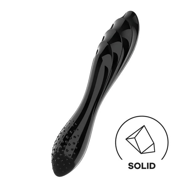 Satisfyer Dazzling Crystal 1 - kétvégű üveg dildó (fekete)