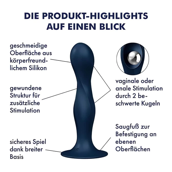 Satisfyer Double Ball-R - súlyozott dildó (kék)