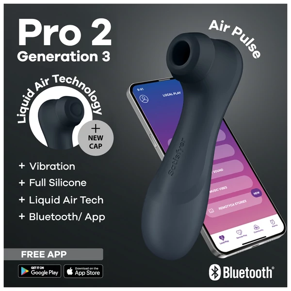 Satisfyer Pro2 Gen3 - App-vezérelt léghullámos csiklóizgató (sötét szürke)