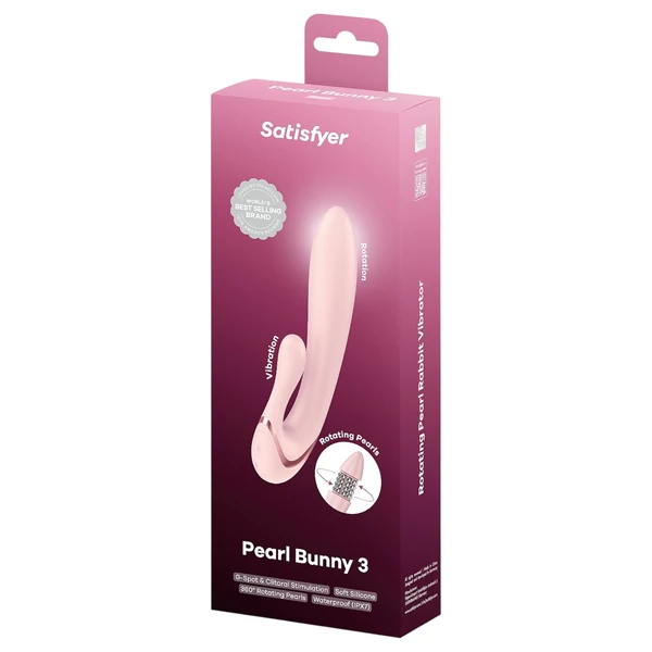 Satisfyer - Pearl Bunny 3 forgógyöngyös nyuszivibrátor (pink)