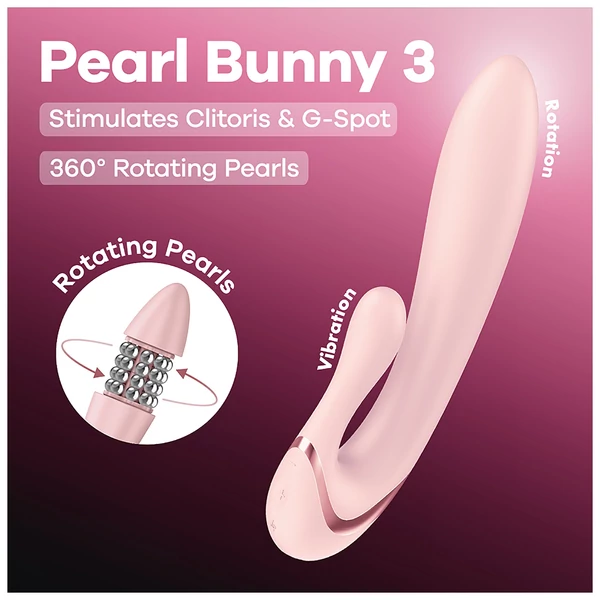 Satisfyer - Pearl Bunny 3 forgógyöngyös nyuszivibrátor (pink)