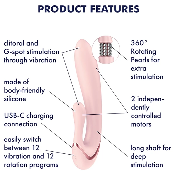 Satisfyer - Pearl Bunny 3 forgógyöngyös nyuszivibrátor (pink)
