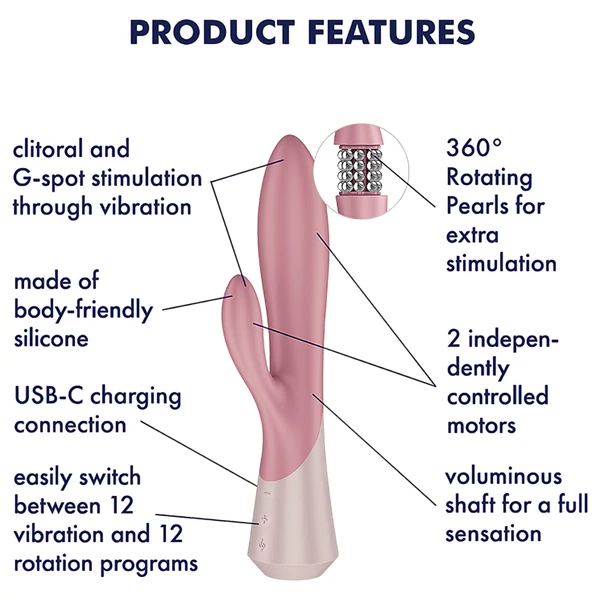 Satisfyer - Pearl Bunny 1 forgógyöngyös nyuszivibrátor (pink)