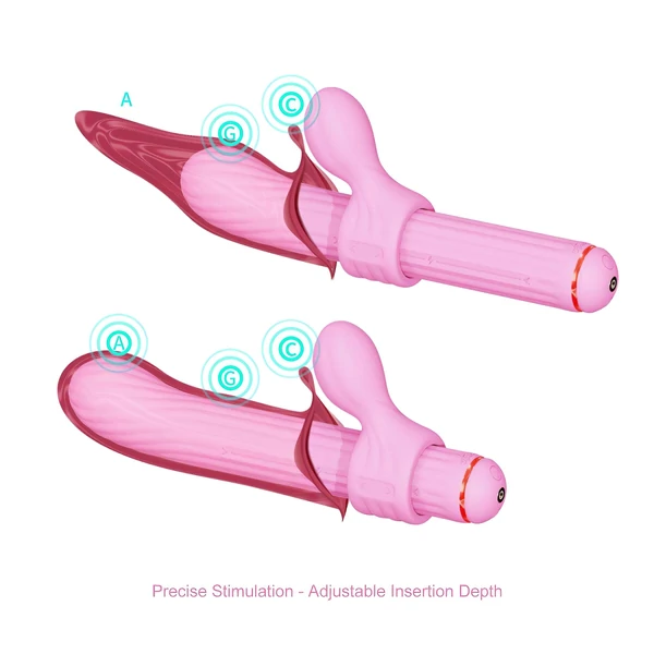 Magic Stick - vibrátor, cserélhető feltétekkel (pink)