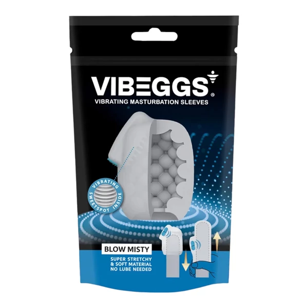VIBEGGS Blow Misty - vibrációs tojás maszturbátor (fehér)