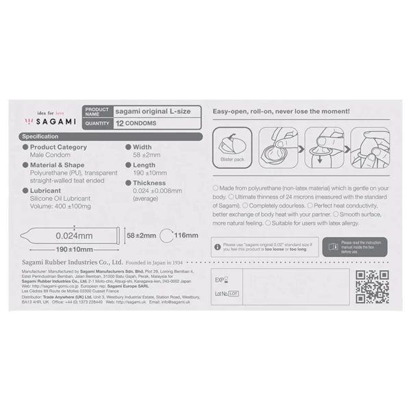 Sagami Original 0.02 L - óvszer - 58mm (6db)