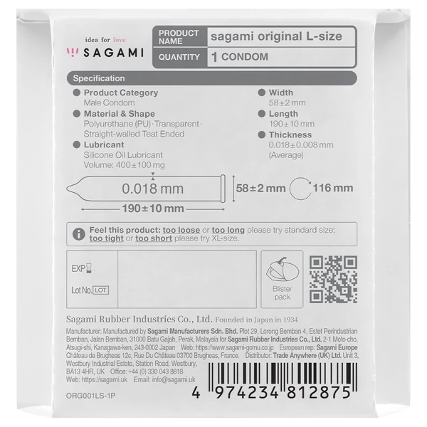 Sagami Original 0,01 L - óvszer - 58 mm (1 db)