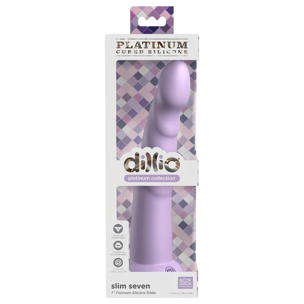 Dillio Slim Seven - tapadókorongos stimuláló dildó (20cm) - lila
