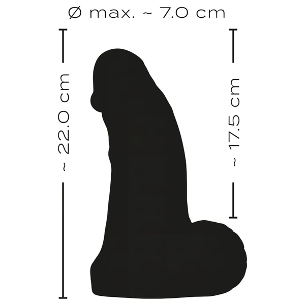 realistixxx Real Giant - herés dildó - 22 cm (fekete)