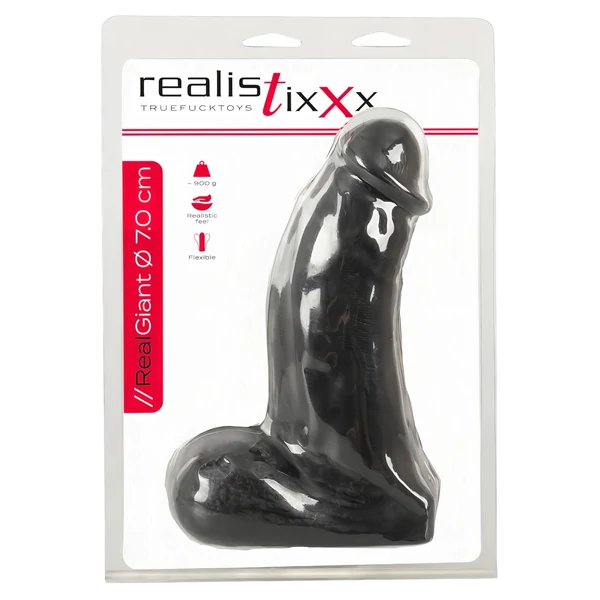 realistixxx Real Giant - herés dildó - 22 cm (fekete)