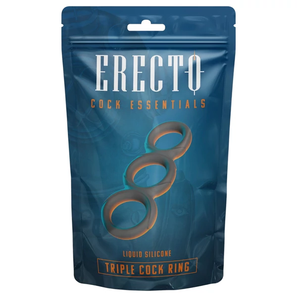 Erecto - tripla péniszgyűrű (fekete)