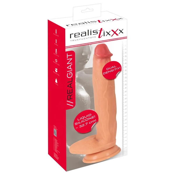 realistixxx Real Giant - extra nagy, herés dildó (natúr)