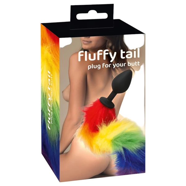 You2Toys - szilikon anál plug és farok (szivárvány)
