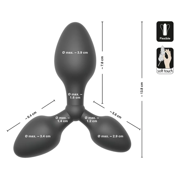 Black Velvets - tripla butt plug (fekete)
