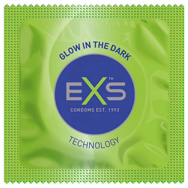 EXS Glow - sötétben világító latex óvszer (100 db)