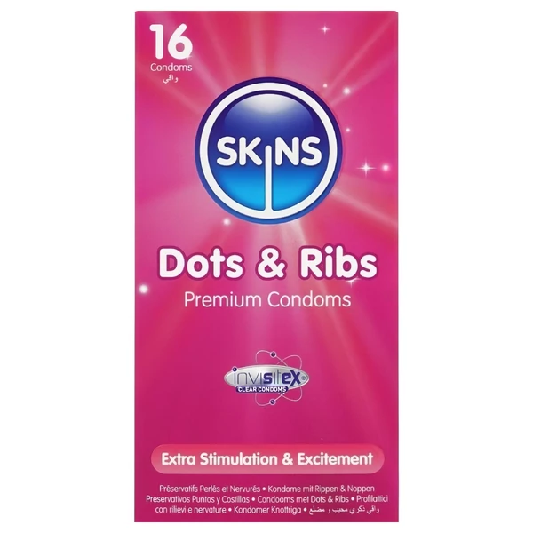 Skins - bordázott és pontozott óvszer (16db)