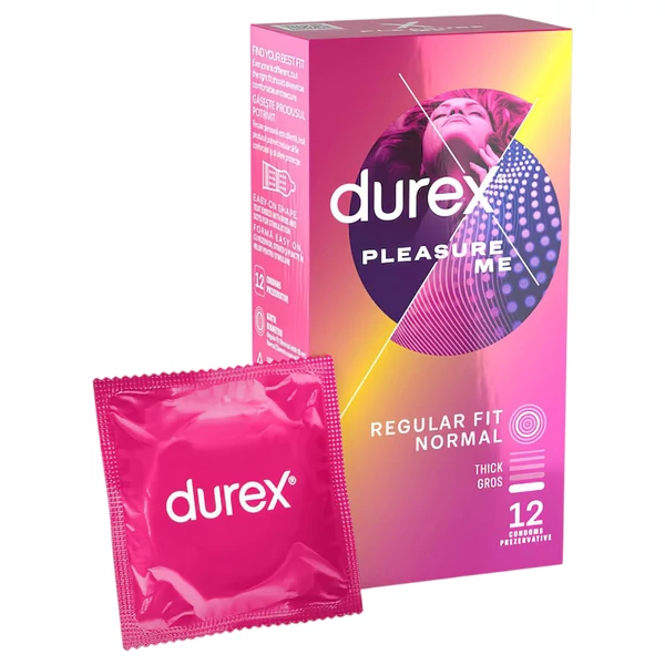 Durex Pleasure Me - bordázott-pontozott óvszer (12 db)