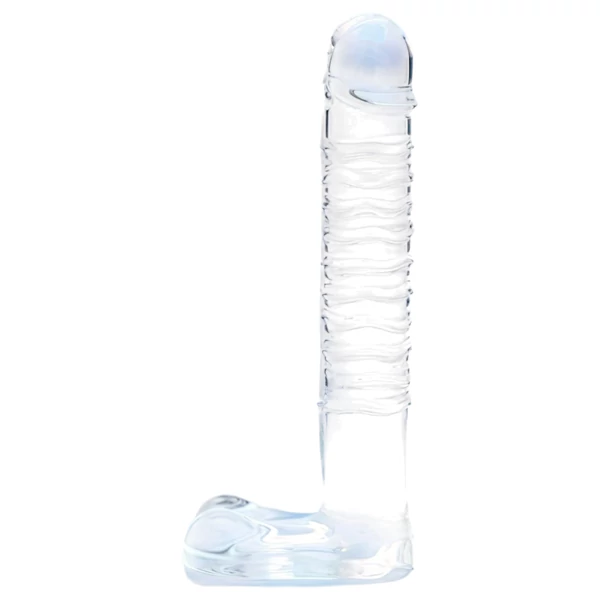 Clarity - herés üveg dildó (áttetsző)