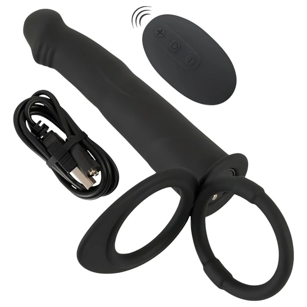 Black Velvet Double F - felcsatolható anál vibrátor (fekete)