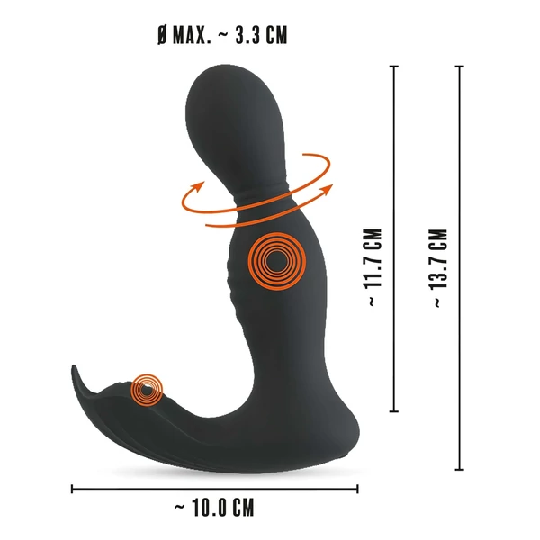 Rebel - távirányítós 2in1 prosztata vibrátor (fekete)
