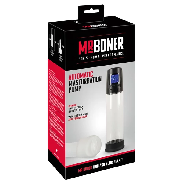 Mister Boner - akkus, automatikus péniszpumpa (fekete-átlátszó)
