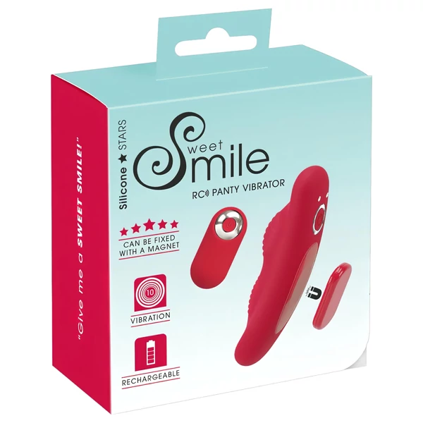 Smile - akkus, rádiós bugyi vibrátor (piros)