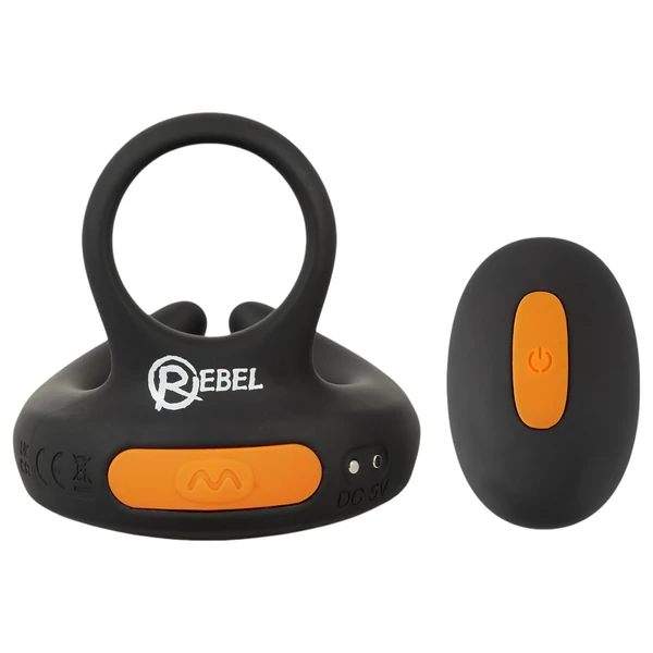 Rebel - rezgő péniszgyűrű és here vibrátor (fekete)