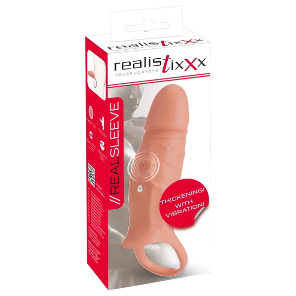 Realistixxx - heregyűrűs, vibrációs péniszköpeny (natúr)