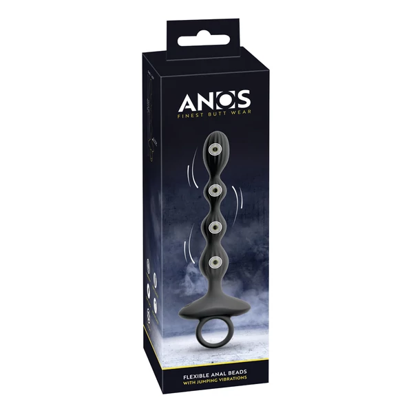 Anos - 2 motoros anál vibrátor mozgó golyókkal (fekete)
