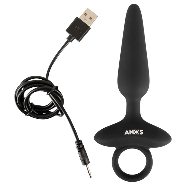 ANOS - vibrációs anál plug fogantyúval (fekete)