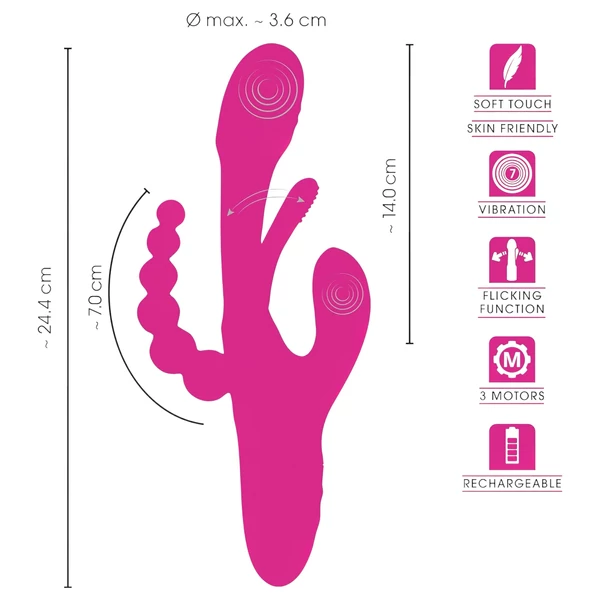 SMILE - tripla karos, nyelves vibrátor (pink)