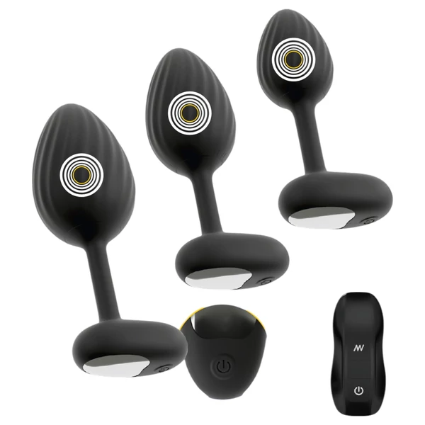 ANOS - vibrációs anál plug szett (fekete)