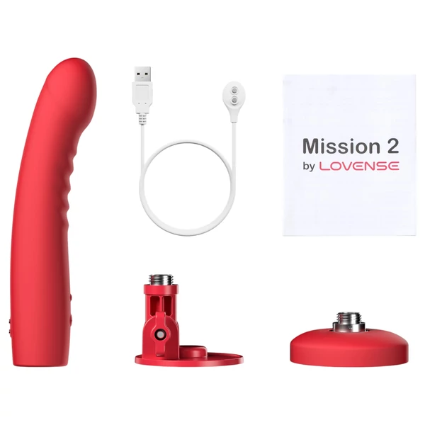 Lovense Mission 2 - App-vezérelt vibrátor tapadókoronggal (piros)