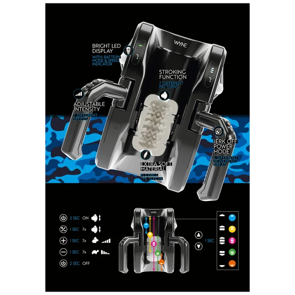 WYNE 10 - automata maszturbátor kapaszkodóval (fekete)