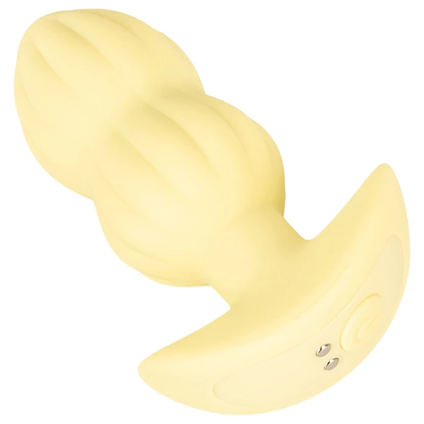 Cuties Mini - bordázott vibrációs anál plug (sárga)