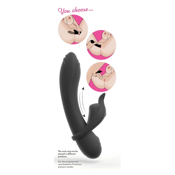 Couple Choice - péniszgyűrű és G-pont vibrátor (szürke)