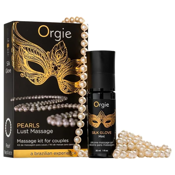Orgie Pearls Lust - gyöngy nyaklánc és masszázsgél (30 ml)