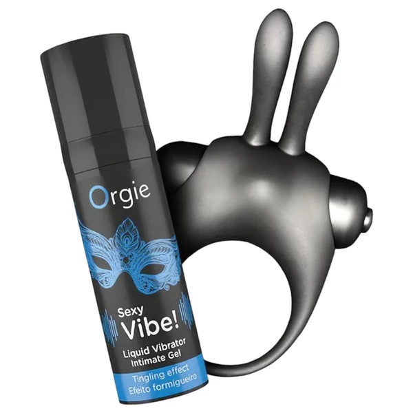 Orgie Bunny - vibrációs péniszgyűrű szett (fekete)
