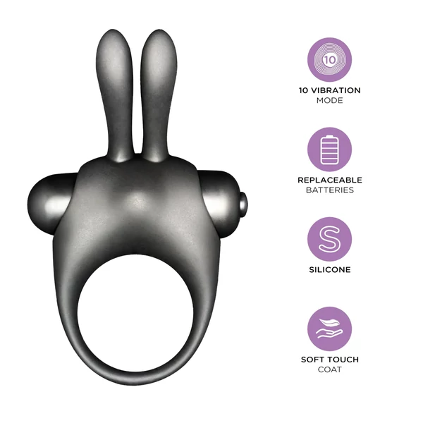Orgie Orgasmic Bunny - vibrációs péniszgyűrű szett (fekete)