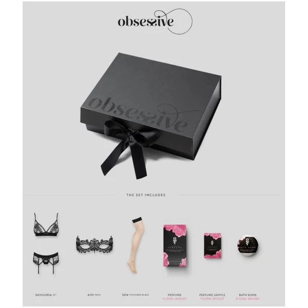 Obsessive Wonderia - fehérneműs ajándék doboz - 6 részes (fekete)